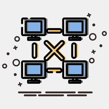 Icon peer to peer. Crypto currency elements. Icon in MBE style.