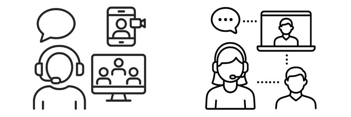 Aufkleber - Communication tools used by remote teams during video calls and online meetings facilitate collaboration in modern workplaces