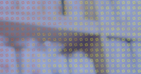 Poster - Presenting translucent colored square grid shifting through red yellow green on blurred backdrop