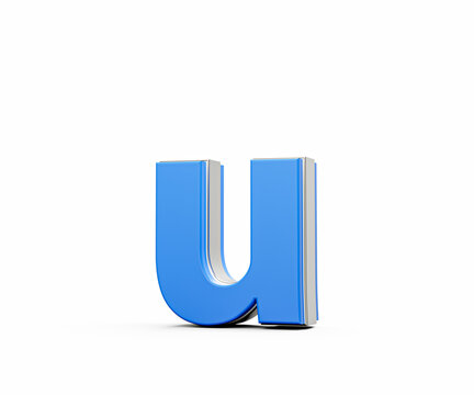 Blue Small Letter u Alphabet u Gleams With Its Sleek Modern Design With Sharp Edges 3D Illustration