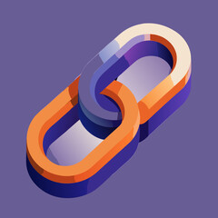 Poster - Isometric Chain Link Illustration with Orange and Purple Colors