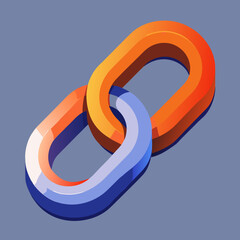 Poster - Interlocked Chains in Orange and Blue Representing Connection and Linkage