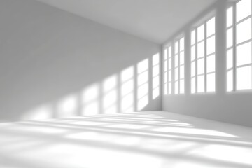 Poster - Minimalist Interior Space with Grid Shadows, Perfect for Presentations and Elegant Designs