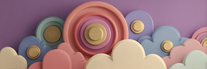 Poster - Vertical Vault-Style Cloud Storage Visualization With Multiple Shields Representing Data Protection and Security Features in a Colorful Design