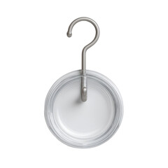 Poster - clear round dish with metal hook hanging for versatile display options in photography and decor sett