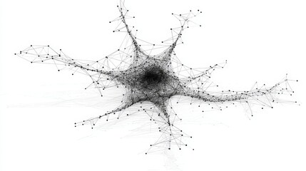 Poster - Neuron, Brain Cell Abstract Structure in Black and White, Isolated Vector Design for Scientific Use