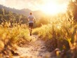 © Vladyslav Bashutskyy - Runner enjoying a peaceful trail in nature during sunset near mountains