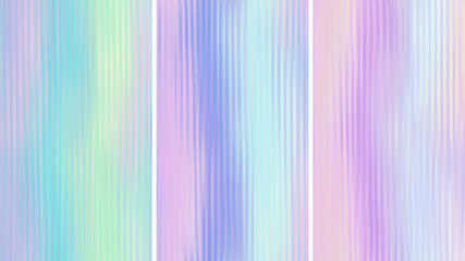 Poster - Vector Abstract Colorful Blurred Holographic Gradient background. Vertical Ribbed glass texture. Pastel bg.