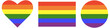 © Oleh - Set of stickers in rainbow colors. LGBT icons set. Gay pride progress logo heart symbols, rainbow flag and circle . Round, heart badge, button.