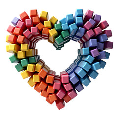 Aufkleber - Heart shape formed by colorful cubes  isolated on transparent background