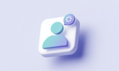 Poster - Profile Icon Illustrates Settings in a Clean, Modern Style, ideal for app design, user interface, with copy space.
