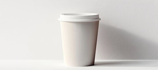 Poster - Minimal Clean Stylish Coffee Cup Mockup in Neutral Earth Tones for Takeaway Cup Advertising