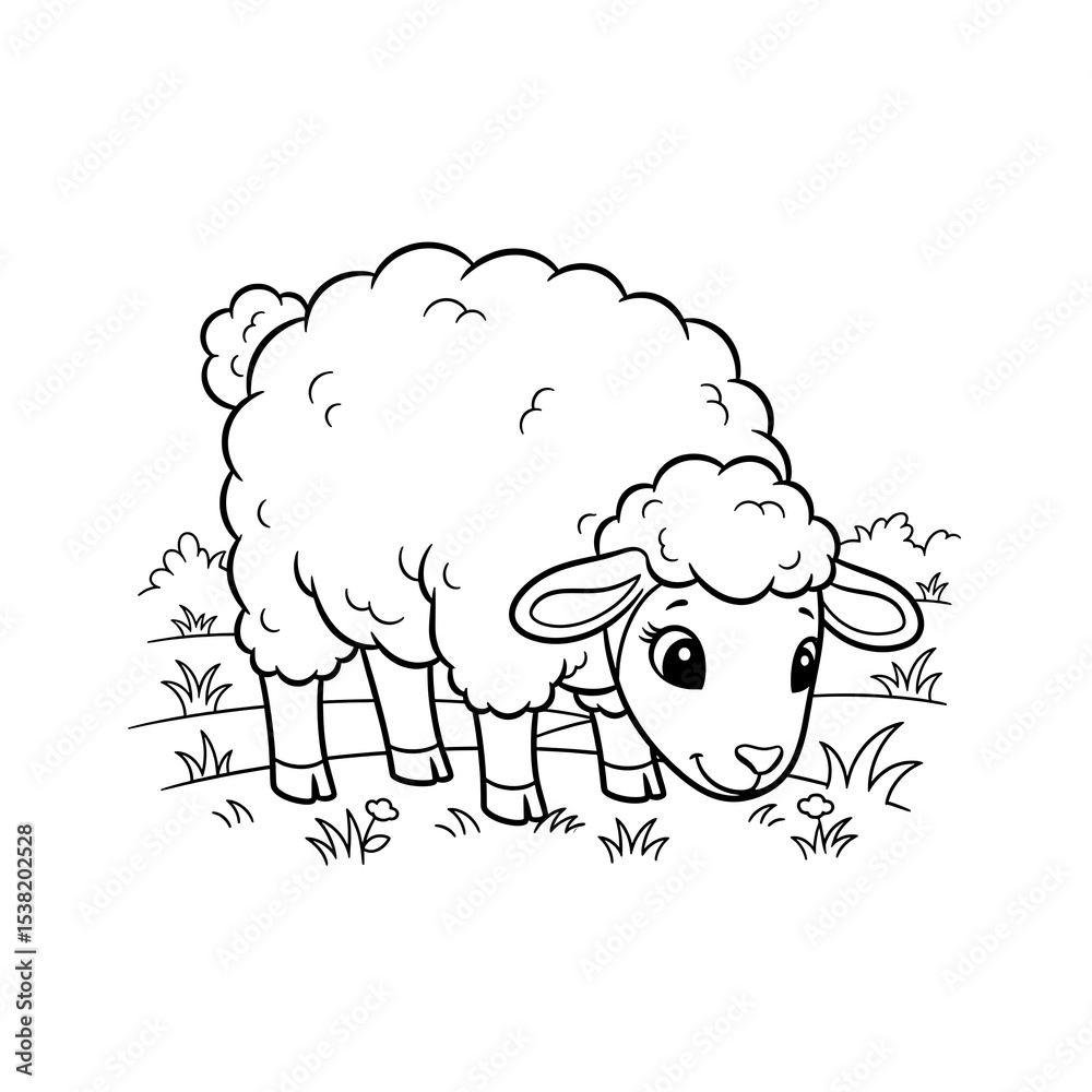 Sheep coloring page cute animal outline drawing for kids printable ...