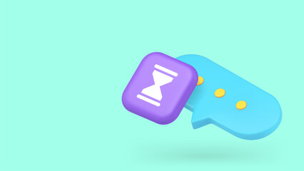 Poster - Speech bubble dialogue chat typing time counting message deadline countdown copy space banner. Web communication texting chatting anticipation reminder notification