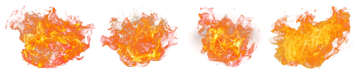 Wall Mural - png vibrant fiery flames collection, element set on transparent background
