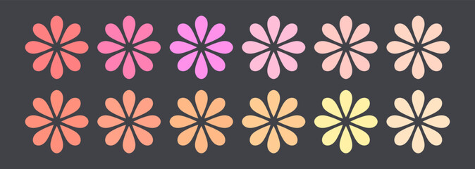 Wall Mural - cute flowers icons set. decorative pastel flowers flat design elements. vector illustration.