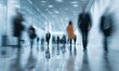 © liu - Bright business workplace with people in walking in blurred motion in modern office space. High quality