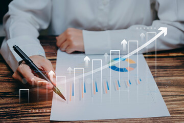 Poster - Business Growth Analysis and Reporting with Financial Charts and Increase Indicators in Office Environment