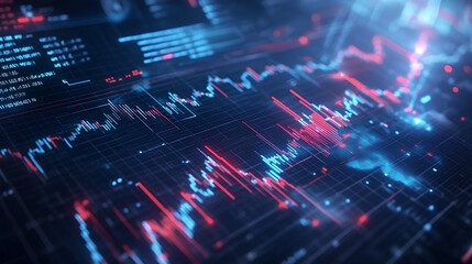 Poster - 3D Stock Market Analysis with Financial Data Chart Graph and Trading for Investment and Finance 