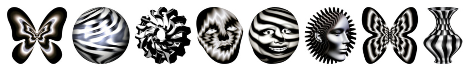 Poster - PNG Abstract optical illusion designs, element set on transparent background