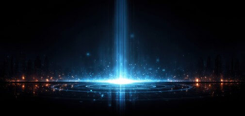 Poster - Futuristic effect glowing blue light on dark background Vector illustration