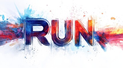 Aufkleber - Stylized watercolor design featuring the word RUN
