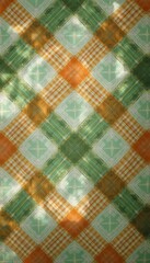 Poster - Rustic tablecloth with diamond checks in sunny indoor setting