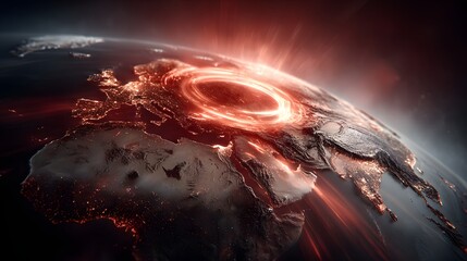 Poster - image of a powerful cosmic explosion releasing vast amounts of energy and light in the depths of a distant galaxy