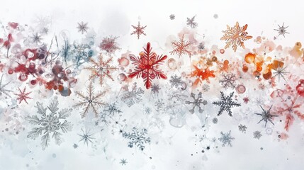Poster - Colorful snowflakes in a whimsical winter scene