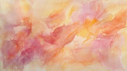 Poster - Abstract painting in pink, orange, and yellow tones indoors