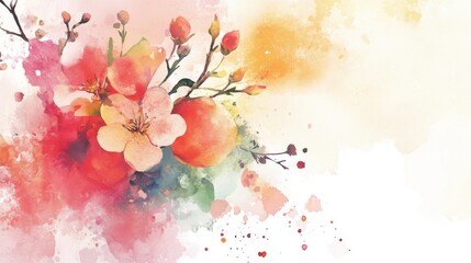 Poster - Colorful watercolor painting of blooming flowers in artistic style