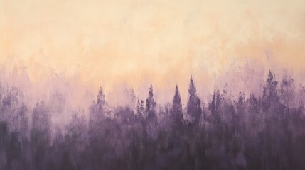 Poster - Tranquil landscape painting of trees during sunset