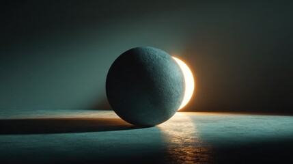 Aufkleber - Textured Sphere Partially Illuminated From Behind, Symbolizing Innovation and Creative Solution : Generative AI
