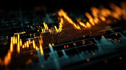 Poster - Abstract Financial Chart With Orange and Blue Tones, Illustrating Investment Analysis and Market Prediction : Generative AI