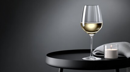 Aufkleber - Wine Glass and Candle on Table, Representing Celebration and Relaxation, Ideal for Restaurant Promotion and Lifestyle Content, With Elegant Simplicity : Generative AI