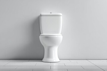 Poster - Modern White Toilet Against a White Wall, Ideal for Bathroom Remodeling and Interior Design Projects : Generative AI