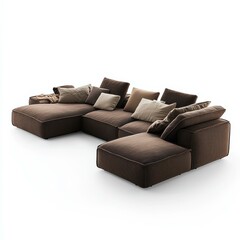 Poster - Sectional sofa with cushions in serene studio setting
