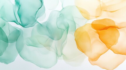Poster - Abstract fluid shapes in teal and orange colors, serene mood