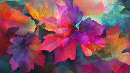 Poster - Artistic rendering of vibrant autumn leaves outdoors