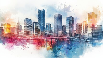 Poster - Vibrant city skyline with numerous buildings during daytime