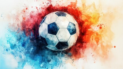 Aufkleber - Dynamic soccer ball on abstract vibrant background