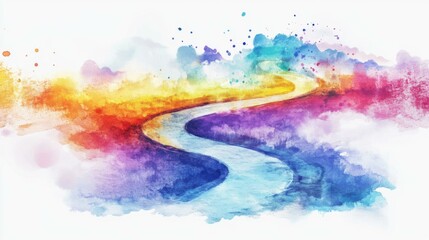 Poster - Abstract winding path through colorful serene landscape