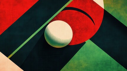 Poster - Abstract geometric ball resting on an indoor surface during daytime