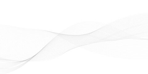 Poster - Abstract wavy grey stream element for design on transparent background isolated. Wavy white and grey lines background. Abstract business wave curve lines background. Vector illustration.