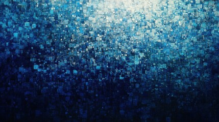 Poster - Abstract digital composition with blue squares in dark space