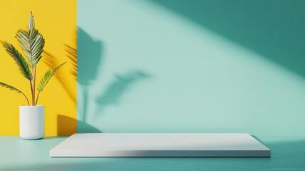 Clean layout with floating rectangular panel, vibrant corner icon, flat design illustration