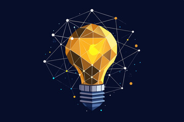 Poster - Abstract Light Bulb with Network Connections Symbolizing Innovation and Technology Vector Art.