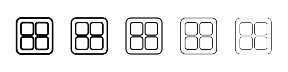 Apps icons in black stroke designs on white background