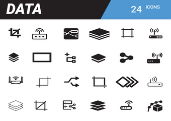 Poster - Data Icons: A clean design collection of data icons representing data management, connectivity, and information flow.