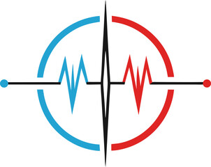 Fototapete - Split pulse line surrounded by harmonic